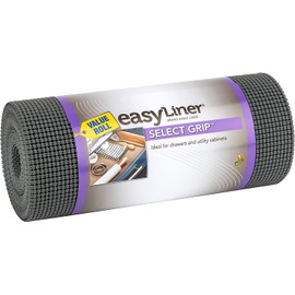 EasyLiner Select Grip Shelf Liner for Drawers & Cabinets - Easy to Install & Cut to Fit - Non Slip Non Adhesive Grip Shelf Liner for Kitchen Drawers, Bathroom, Pantry - 12in. x 24ft. - Dark Gray