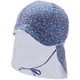 Sterntaler Girls' Peaked Cap with Neck Protection and Ties, blue