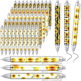 Thenshop 50 Pcs Sunflower Pens Bulk Sunflower Theme Gel Ink Ballpoint Pens Flowers Party Favors Appreciation Gifts for Mom Nurse Employee Office Summer Holiday