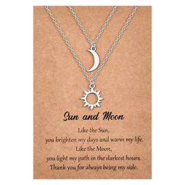 MANVEN Sun and Moon Necklace Friendship Necklaces Mother Daughter Chain Necklace for Couples Ladies Best Friend Couple Necklace Gifts for Friends Sisters Women Girls Silver, Stainless Steel, No