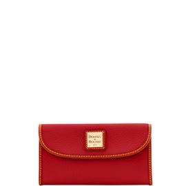 Dooney & Bourke Women's Continental Clutch in Pebble Grain Leather, Trifold Wallet with Multiple Card Holder, Red