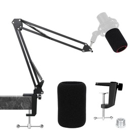 YOUSHARES Mic Boom Arm Stand - Boom Arm for HyperX QuadCast 2, QuadCast 2S, QuadCast, QuadCast S, Yeti, AM8, SM7B Gaming Mic and Most Microphones using 3/8" to 5/8" Adapter with QuadCast 2 Windscreen