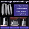 240pc Medium Gel Nail Tips Square Fake Nails Clear Press