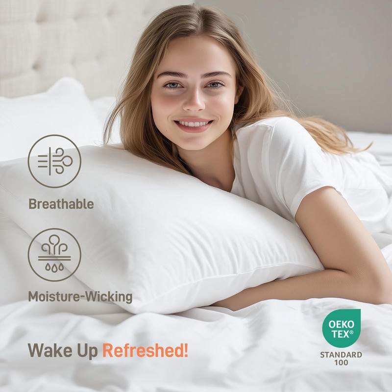 Caelorin Hypoallergenic Bamboo Viscose Shell, Soft Bed Pillows King Size