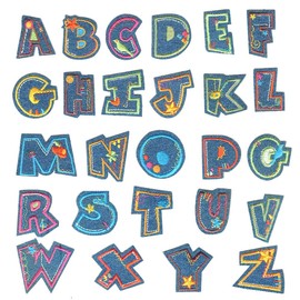 Iron on Patches Letters 26pcs A-Z Alphabet Patches Animal Shaped DIY Motif Iron On Or Sew On Patches Appliques for Jeans Jackets Backpacks(Style 7)