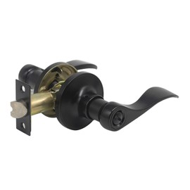 KNOBWELL 6 Pack Privacy Door Handles Matte Black Door Lever Privacy Use Door Lock Set, Privacy Door Lever, Interior/Bathroom/Bedroom Door Handle, Drop Lever Shape