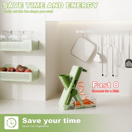 Mandoline Slicer,Potato Slicer Mandoline Slicer for Kitchen,Vegetable Food Slicer & Chopper, Cucumber Slicer, Detachable Easy to Clean Kitchen Chopping Artifact (Green)