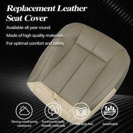 SecosAutoparts Front Driver & Passenger Side Bottom Replacement Leather Seat Covers Tan Compatible with Jeep Grand Cherokee 1999 2000 2001 2002 2003 2004