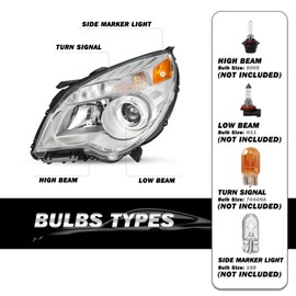 SOCKIR Projector Halogen Headlight Assembly Replacement for 2010 to 2015 Chevy Equinox LS/LT/LTZ OE Style Headlamp Passenger and Driver Side