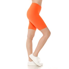Leggings Depot Women's Buttery Soft Fashion Biker Shorts Athletic Shorts for Yoga, Orange, Large