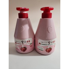 Kwailnara  Welcos STRAWBERRY Milk BODY LOTION & BODY CLEANSER 19.75 Oz Each Bottle New