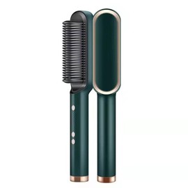 Professional Anion Hair Straightener Comb, Beard Straightener Brush, Ceramic Plate Electric Hair Straightening Brush for Salon Results, Electric Heating Straightener, Heated Electric Comb (Green)