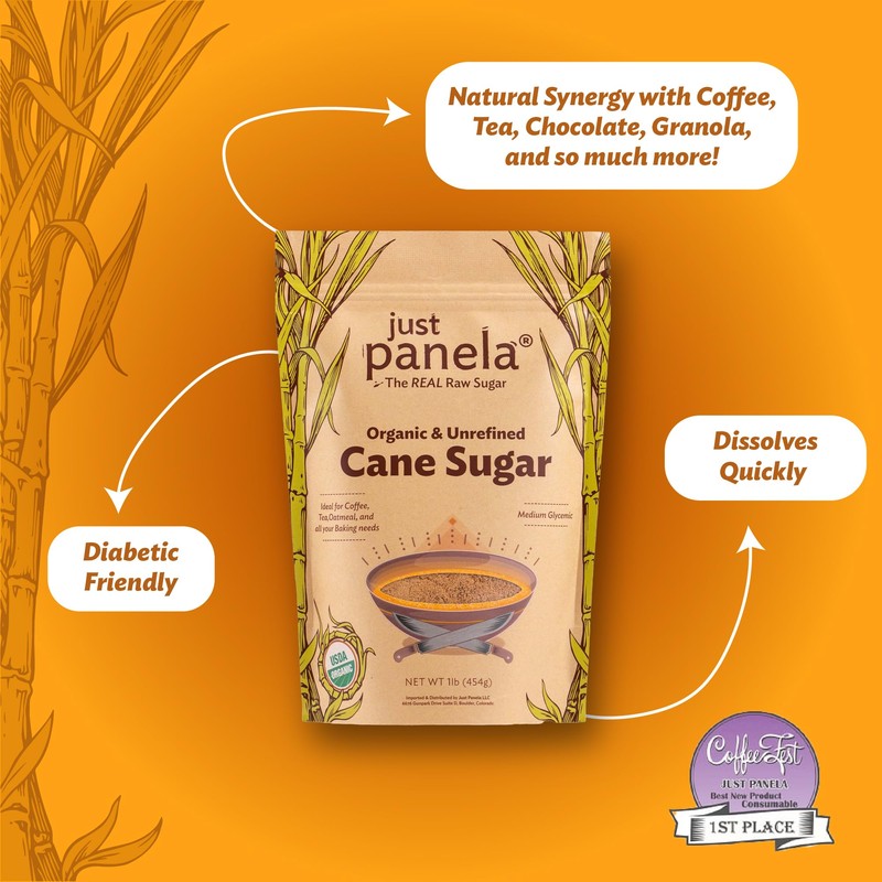 Just Panela Organic Unrefined Cane Sugar 1 Pound | 100%