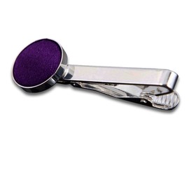 DQT Men Plain Satin Inlay Formal Fashion Casual Accessory Wedding Tie Clip - Purple
