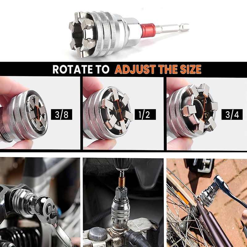 YUENTOEN Adjustable Universal Socket Wrench, Multi-functional Magic Sleeve Universal Maintenance