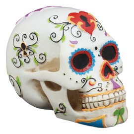 Gifts & Decor Ebros White Floral Sunny Day of The Dead Sugar Skull Statue Colorful Pastel Resin Figurine Skeleton Cranium Dia De Muertos Calacas As Gothic Display Model Sculpture