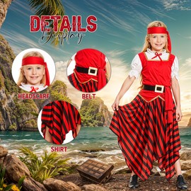 Pirate Costume Kids - Boys Girls Pirate Role Play Dress Up World Book Week Day Costumes Fancy Dress Outfits UK, Girl 9-10 Years