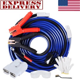 SM 0 Gauge Heavy Duty Jumper Cables 30 FT 1000 Amp Quick Connect Plugs For Truck