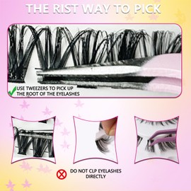 VIHARYEM 570pcs Cluster Lashes Individual Eyelashes Natural Eyelash Clusters D Curl Lashes 8-16MM Soft & Fluffy Thick Volume DIY Russian Lash Extensions(30+40+50+60+80+100D)