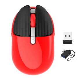 Ratón inalámbrico de carga, lindo ratón silencioso para computadora con receptor USB, 2.4 GHz, óptico inalámbrico, mini mouse de oficina en casa para laptop, laptop, laptop, PC, computadora (rojo)