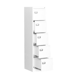 Anxxsu 5 Drawer File Cabinet, Filing Cabinets for Home Office, Vertical File Cabinet with Lock, 61.6" H Locking File Cabinet for A4 Legal/Letter, Assembly Required (White)