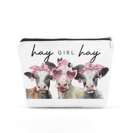 Cow Gifts Funny Western Makeup Bag Cow Print Stuff Cowgirl Cosmetic Bag for Women Cow Lovers Girl Daughter Niece Country Stuff Cow Western Gifts Travel Organizer Mothers Day Graduation Birthday Gifts