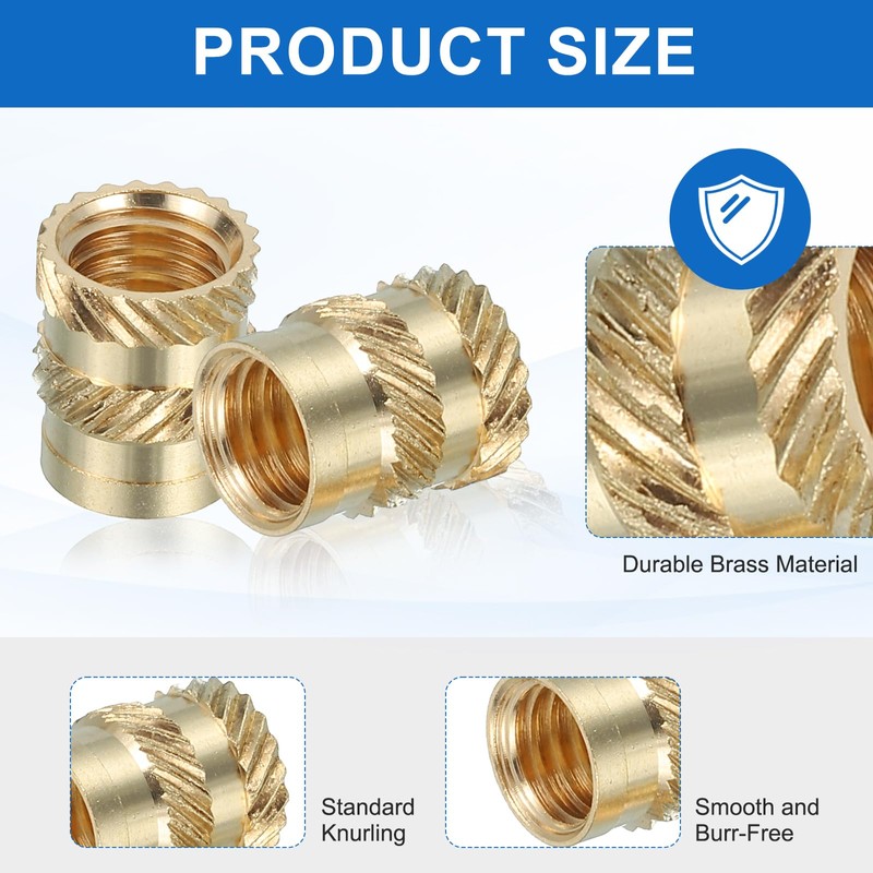 sourcing map 46 Pcs Threaded Inserts, M2.5 Brass Heat Set