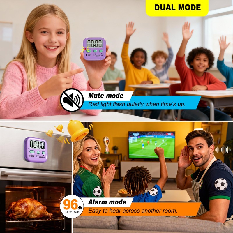 Antonki 2 Pack Digital Timer for Kids, Magnetic Countdown Kitchen