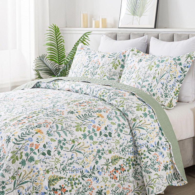 HoneiLife Queen Quilt Bedding Set - 3 Pieces Microfiber Quilt