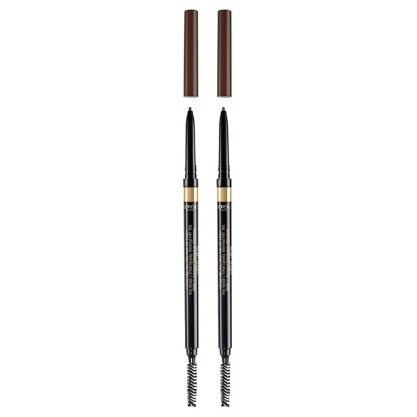 L'Oreal Paris Makeup Brow Stylist Definer Waterproof Eyebrow Pencil, Ultra-Fine Mechanical Pencil, Draws Tiny Brow Hairs & Fills in Sparse Areas & Gaps, Brunette, 0.003 Ounce (Pack of 2)