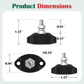 LENKRAD 1/4" Single Stud Bus Bar M6 Stainless Distribution Block 12V 24V Power Junction Post,Marine Ground Post with Insulated Base, Automotive New Energy buss-Black