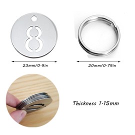 50 Pcs Stainless Steel Numbered Tags, Metal Round Numbered Tags Hollowed Metal Nuber Tags with Rings for House Lockers, Coat Check, Dormitory Keys(1-50)