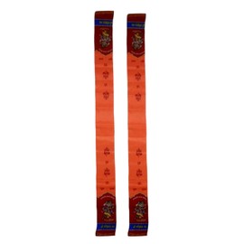 Purpledip Fabric Garland Strip Head Band Ganesha Patti: Set of 2 for Puja, Welcome, Temple Procession, Or Jalsa (12685)