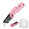 WORKPRO Folding Utility Knife, Quick Change Box Cutter, Pink Razor