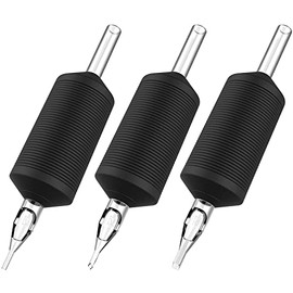 Tatmax 20PCS 1 Inch 25MM Tattoo Disposable Tubes Tips Black Silicone Clear Tips Round, Diamond, Flat Tubes (7 Flat Tubes)