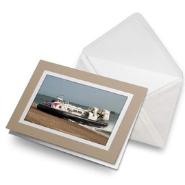 Greeting Cards Biege (Insert) - British Hovercraft Machine Vehicle Blank Greetings Card Birthday Kids Party Boys Girls #16734