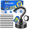 Grtard 60Pack Black Magnetic Hooks Heavy Duty, 30LBS Neodymium Magnet