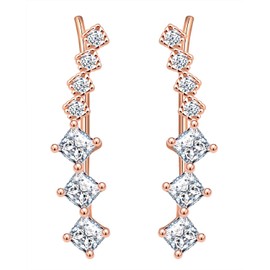 MicLee Women's / Girls' Earrings Ear Cuff 925 Sterling Silver Sterling Silver Cartilage Jewellery Ear Cuff Earring Ear Clip with Seven Zirconia Gift Bag Super Christmas Gift, Silver