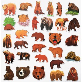 50Pcs Wild Brown Bear Stickers Cute Brown Bear Decal for Camp Window Stickers Hiking Decals for Cars