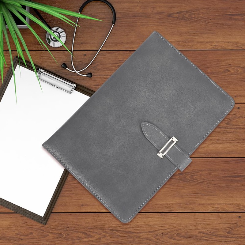 craspire A5 Leather Notebook Cover Grey Waterproof Envelope Folder Refillable