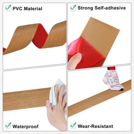 M METERXITY Floor Transition Strip Self Adhesive, 10FTx2.99Inch PVC Laminate Flat Divider Door Transition Strip for Joining Floor Gaps/Tiles/Carpet/Doorways [Yellow Oak]