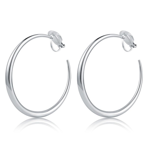LAXPICOL Chunky Silver Hoop Earrings Clip On Earrings For Women
