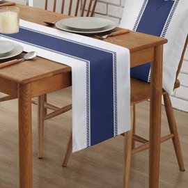 Futuregrace Navy Blue Stripes Table Runners, Non Slip Farmhouse Table Runner Dresser Scarves,Decortaive Table Runner Cover for Kitchen Dining Coffee Table Holiday Party Wedding,18x72inch