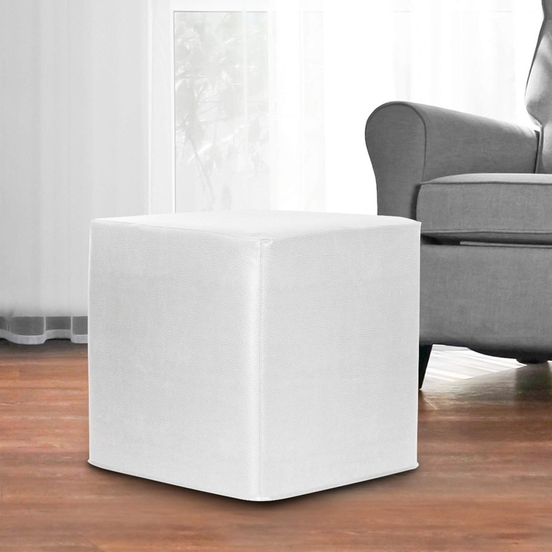 Howard Elliott No Tip Block Ottoman With Cover, Avanti White
