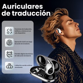 YUYO Auriculares de Traducción de Idiomas AI, Auriculares de traducción en tiempo real con múltiples idiomas, auriculares inalámbricos Bluetooth,3-in-1 Audífonos Traductor, para iOS y Android