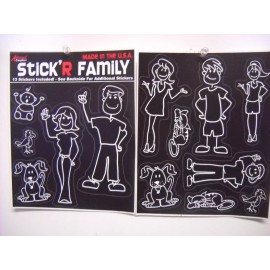 AGI Stick Family Decals Black and White 13 Stickers Mom Dad Kids Pets Outdoor