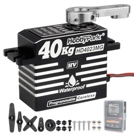 HobbyPark Waterproof 40kg Digital High Torque RC Servos Coreless Motor RC Steering Servo Standard Size Full Metal Stainless Steel Gears Aluminum Case for 1/8 1/10 RC Car Truck Robotic Project 180° HV