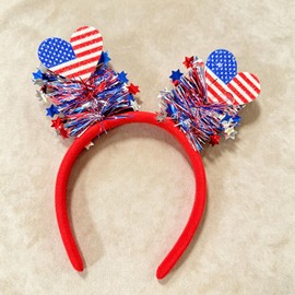 4th of July Headband American Flag Love Heart Hairbands with Red White Blue Star Tassels Design Patriotic Head Band Independence Day Hair Accessories for Women Party Supplies