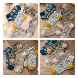 Doyime Women's Socks, Crew Socks, Casual Socks, Warm Socks, Cute, Fashionable, Floral Pattern, Embroidered, Cotton, Women's, Short, Cold Protection, Spring, Summer, Autumn, Winter