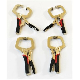 Cal Hawk 4 CAL-HAWK SUPER GRIP 6" LOCKING VISE C CLAMP PLIERS W/FLEX PADS WELDING BPL06RA